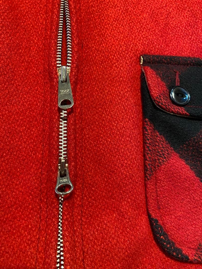 ジョンブル　ブラックレッド　バッファローチェック ウールジャケット　ダブルジップ