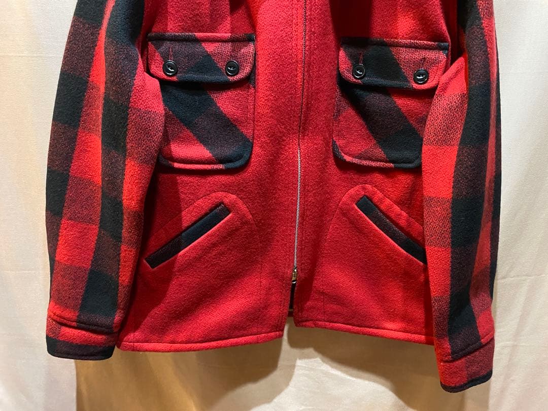 ジョンブル　ブラックレッド　バッファローチェック ウールジャケット　ダブルジップ