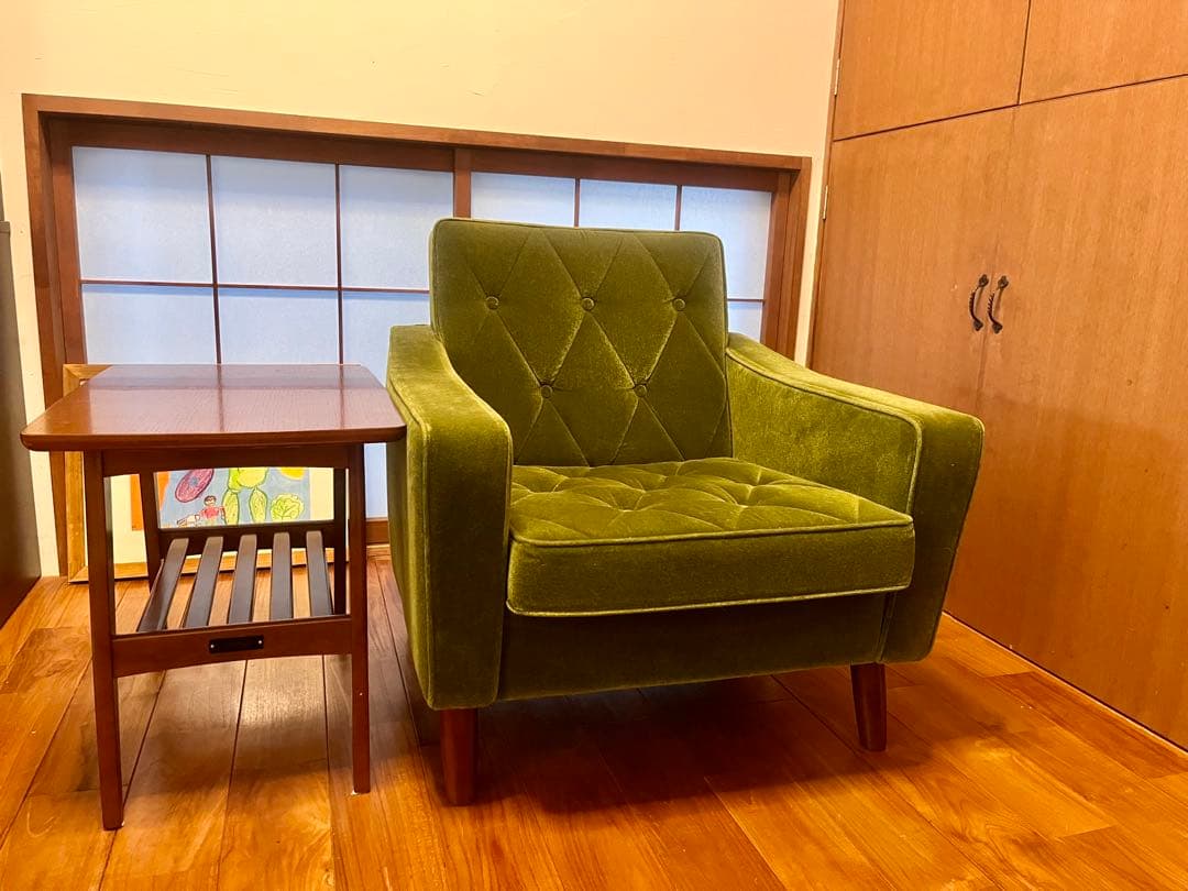 カリモク家具　カリモク60 ロビーチェア　モケットグリーン　1シーター　kチェア