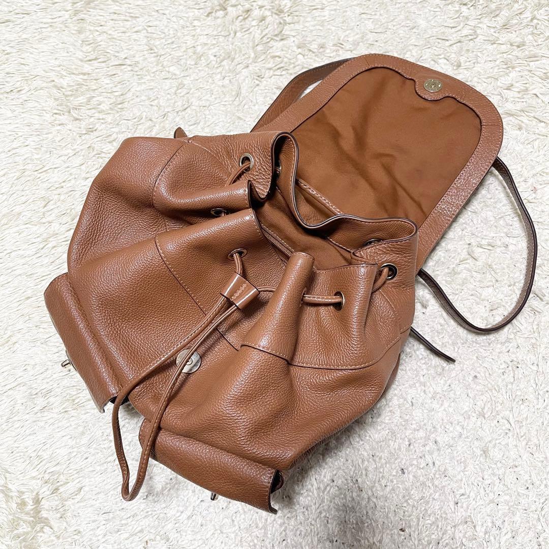 【美品/A4可】COACH 巾着　リュック　レザー　ターンロック　ゴールド金具