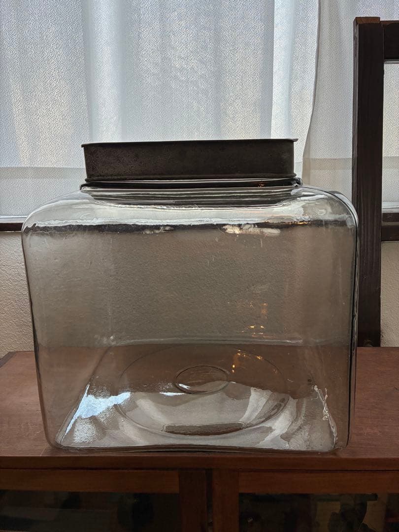 大正 特大 菓子瓶 ガラス瓶 気泡 ゆらゆらガラス 戦前 古道具 アンティーク