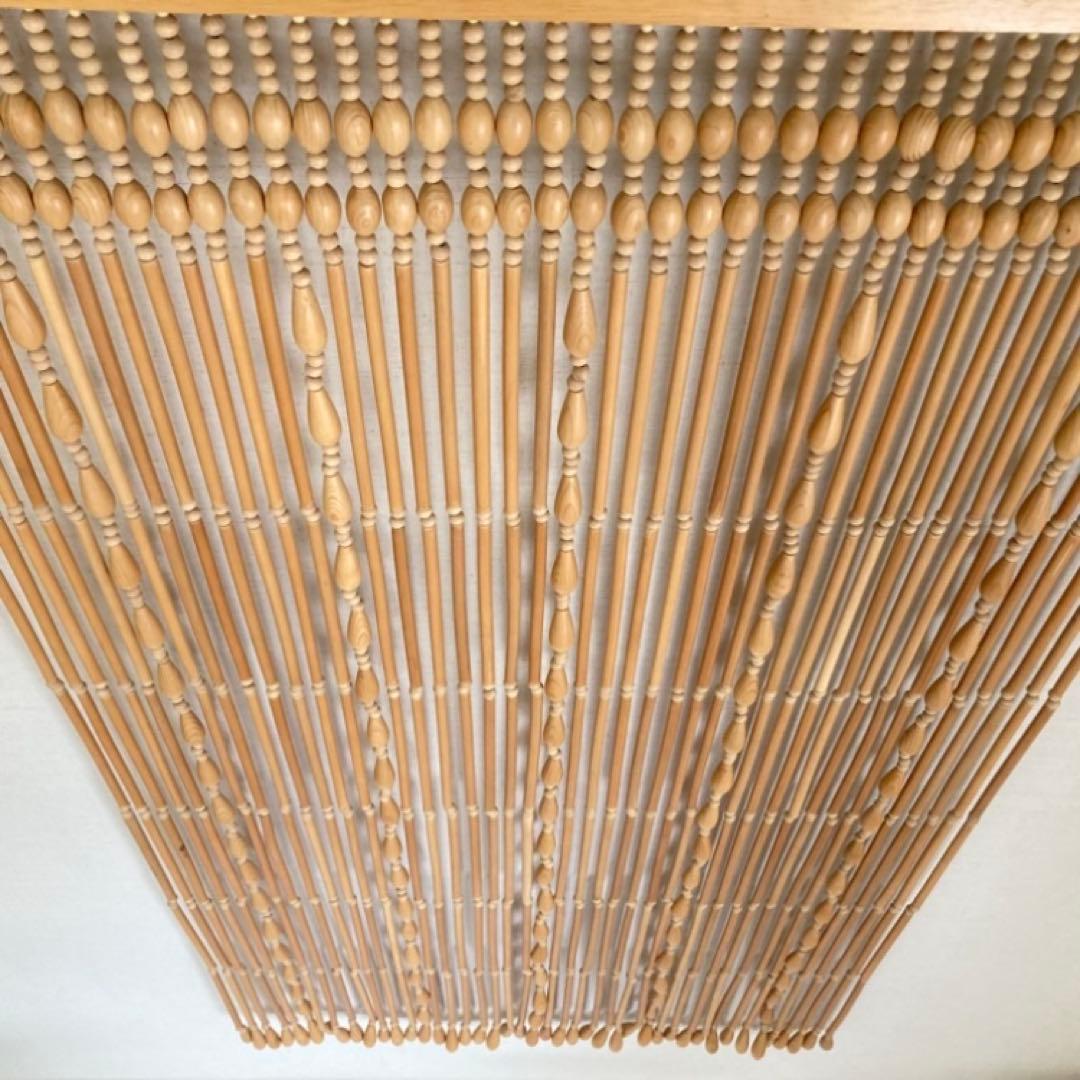 高島屋 珠のれん 玉すだれ 壁掛け ロング 大型 木製 当時物 昭和レトロ 新品