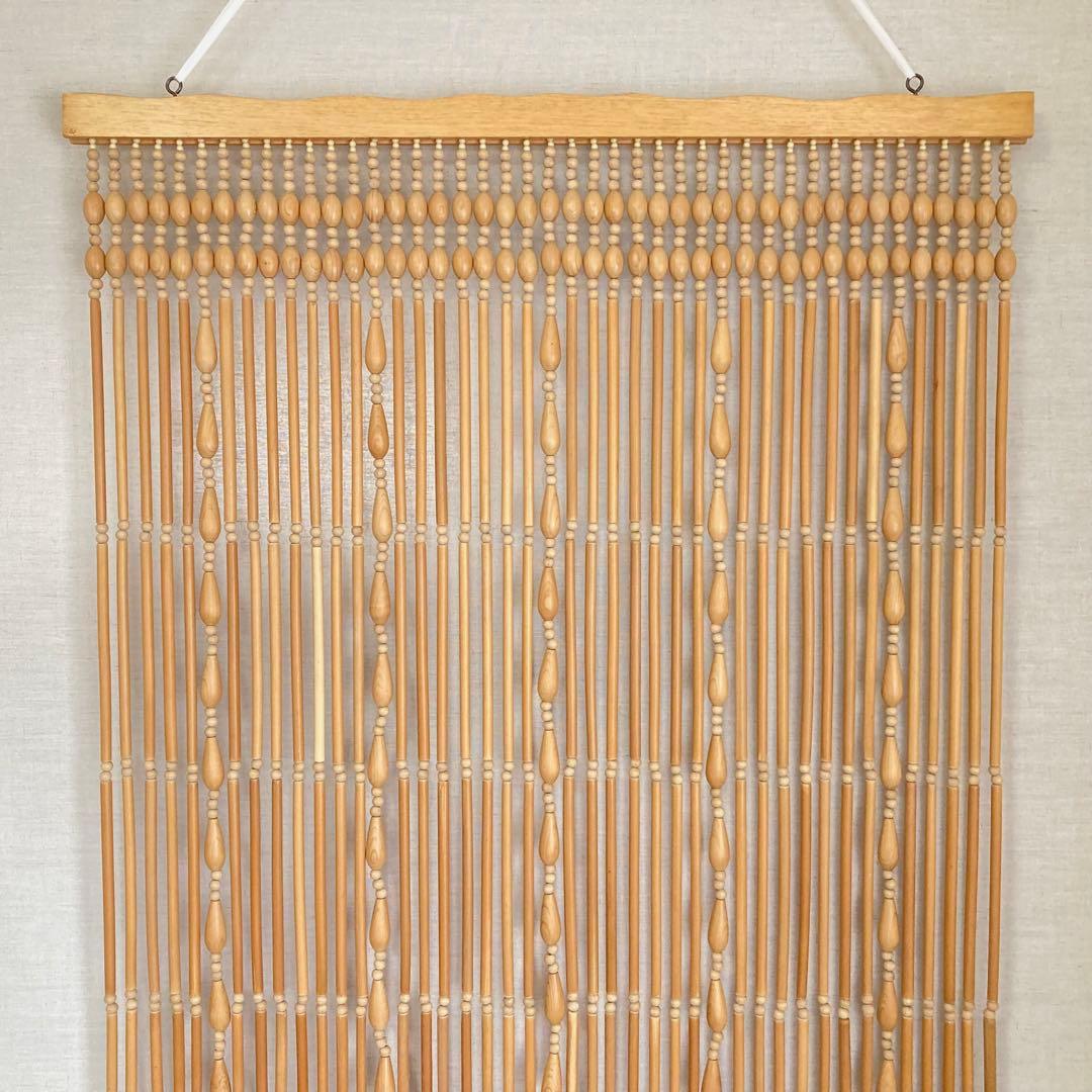 高島屋 珠のれん 玉すだれ 壁掛け ロング 大型 木製 当時物 昭和レトロ 新品