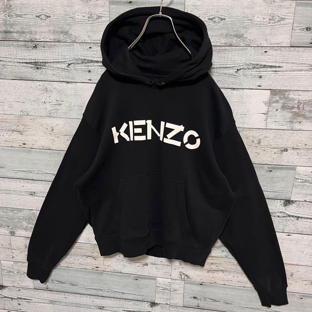 t143【美品】ケンゾー ビッグロゴ プリント パーカー 入手困難 希少 一点物