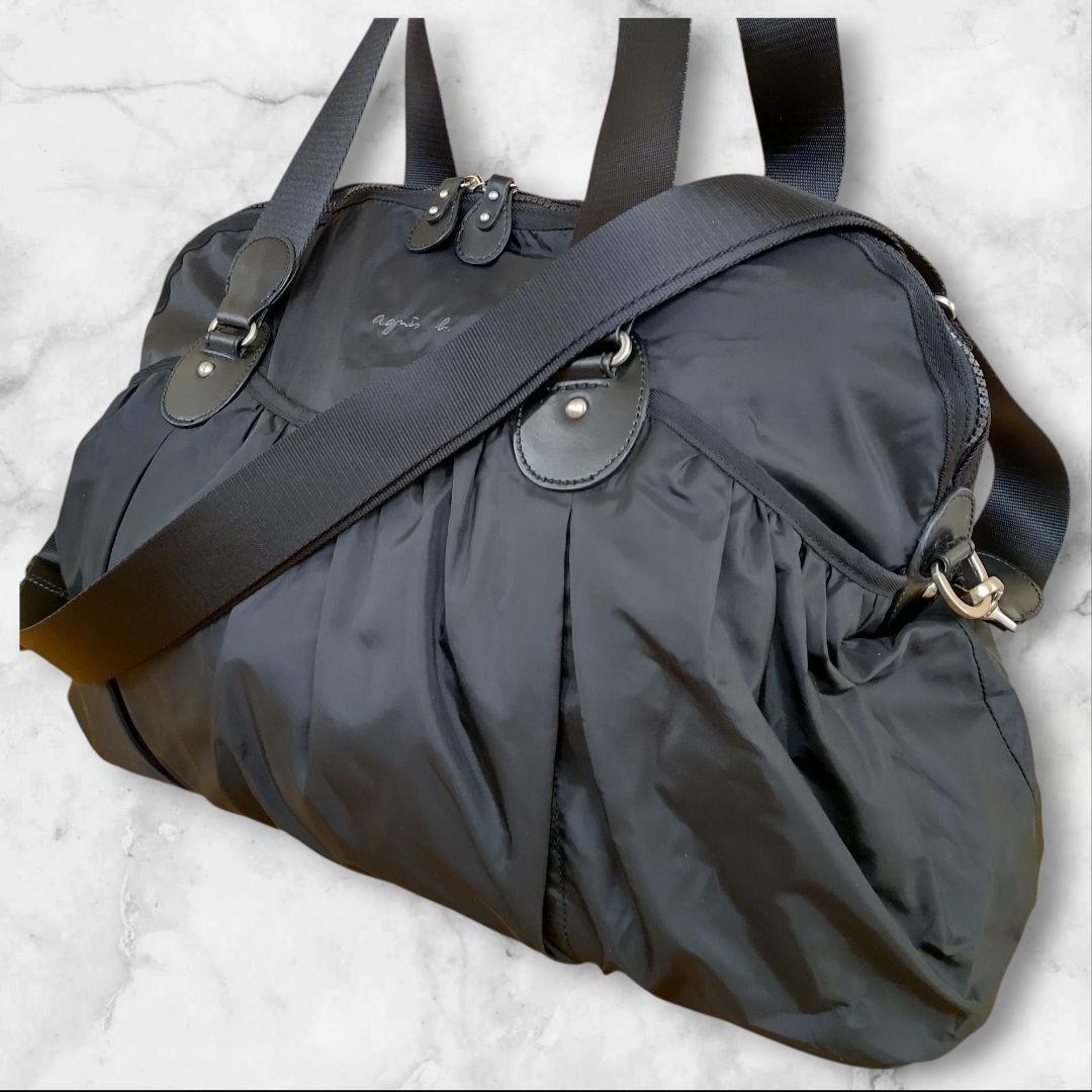 【極美品】アニエスベー ボストンバッグ 2way ナイロン ブラック