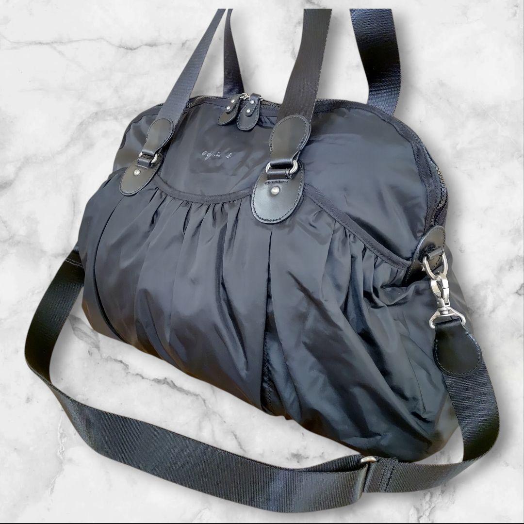 【極美品】アニエスベー ボストンバッグ 2way ナイロン ブラック