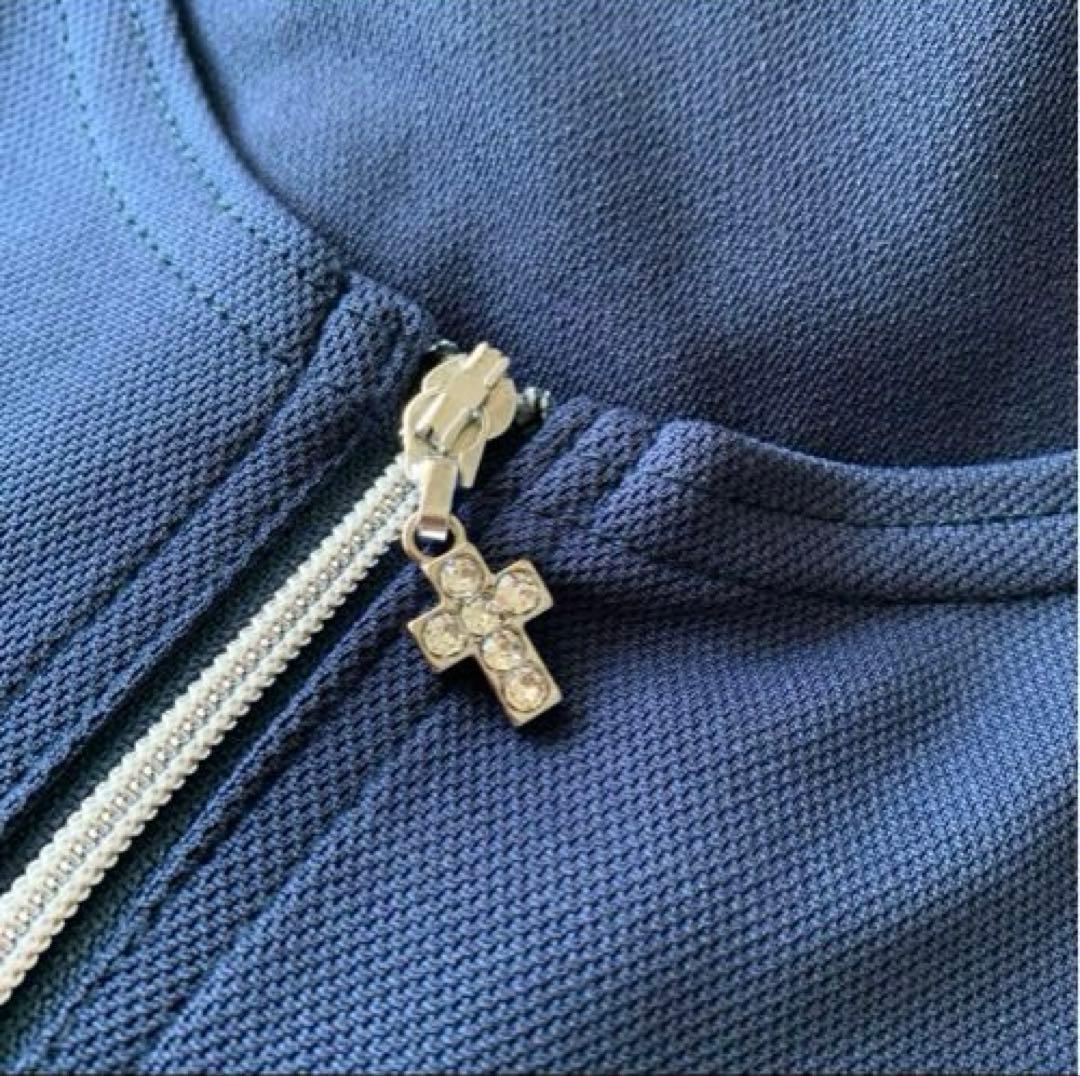 L'oetufルフ ネイビーラインストーンシャツペイズリー柄スコートセットアップ