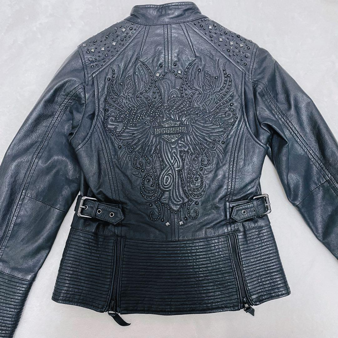 【希少】 ハーレーダビッドソン スタッズ ロゴ 刺繍 ライダース