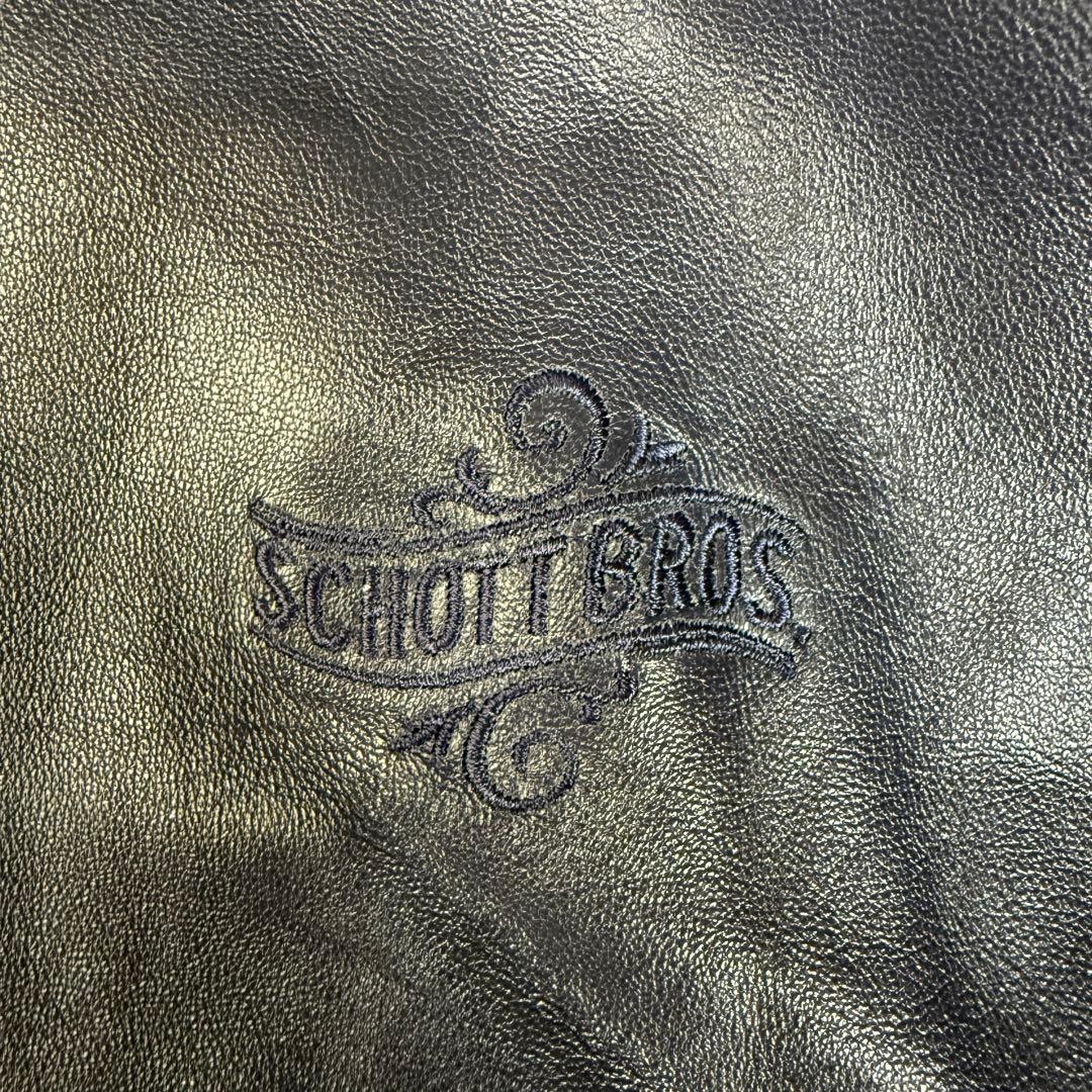 極美品 Schott 100周年モデル ラムレザー 刺繍ロゴ レザージャケット