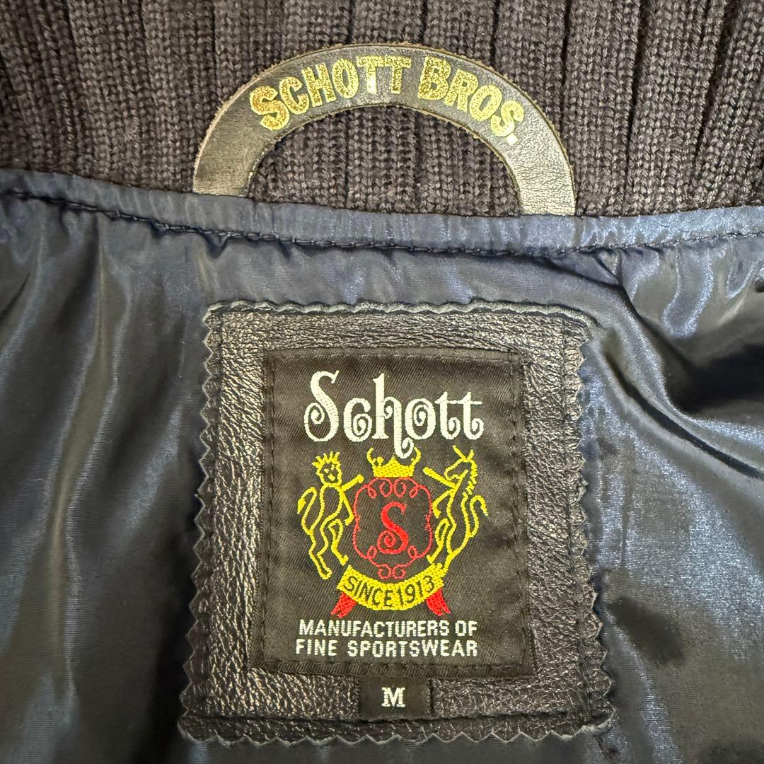 極美品 Schott 100周年モデル ラムレザー 刺繍ロゴ レザージャケット