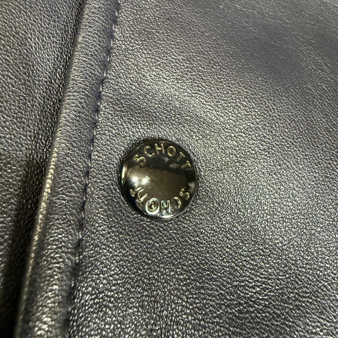 極美品 Schott 100周年モデル ラムレザー 刺繍ロゴ レザージャケット