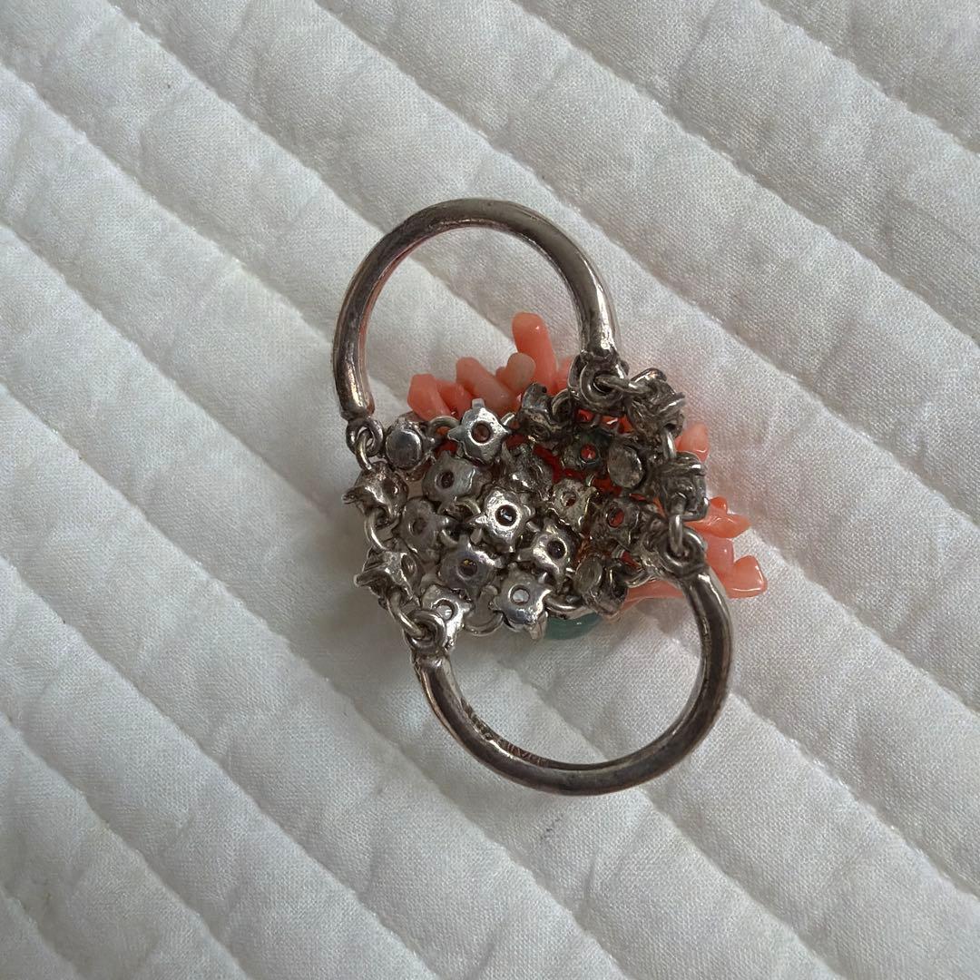 【祝日セール】 e.m.サンゴ　ジルコニア　リング