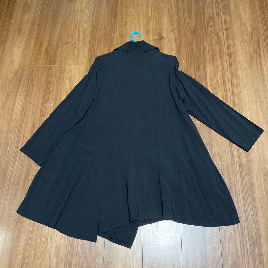 センソユニコ 慈雨 ブラック アシンメトリー ロングシャツブラウス