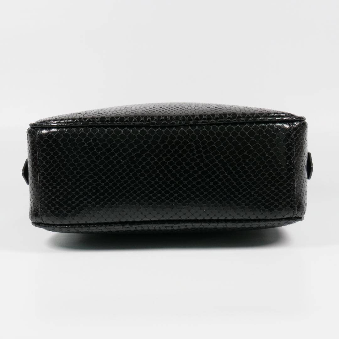 【MmyY】美品✨ハンドバッグ ショルダーバッグ パイソン柄 ブラック