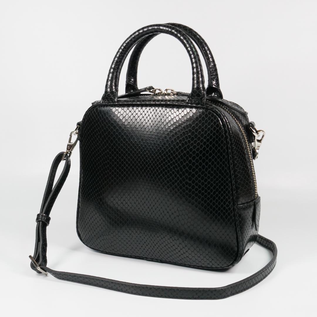 【MmyY】美品✨ハンドバッグ ショルダーバッグ パイソン柄 ブラック