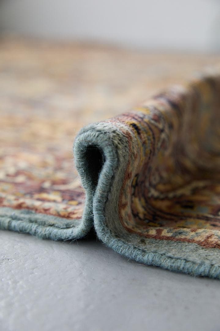 ヴィンテージラグ　トライバルラグ　ラホール産（210×124cm）青　茶　グレー