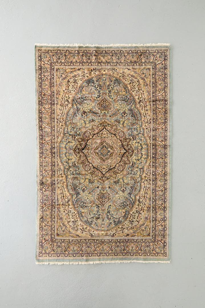 ヴィンテージラグ　トライバルラグ　ラホール産（210×124cm）青　茶　グレー