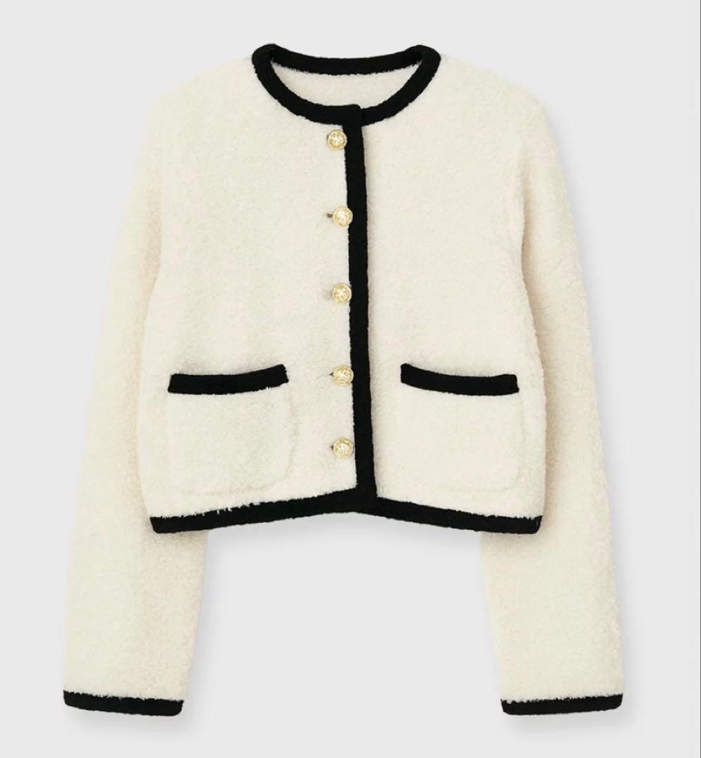 Eimy istoire TEDDY KNIT JACKET アイボリー