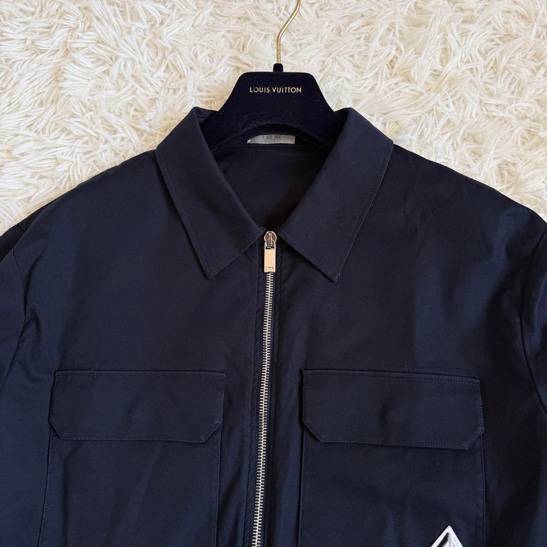 極美品　22ss　ディオールオム　ブルゾン　CDロゴ刺繍　ネイビー　Lサイズ