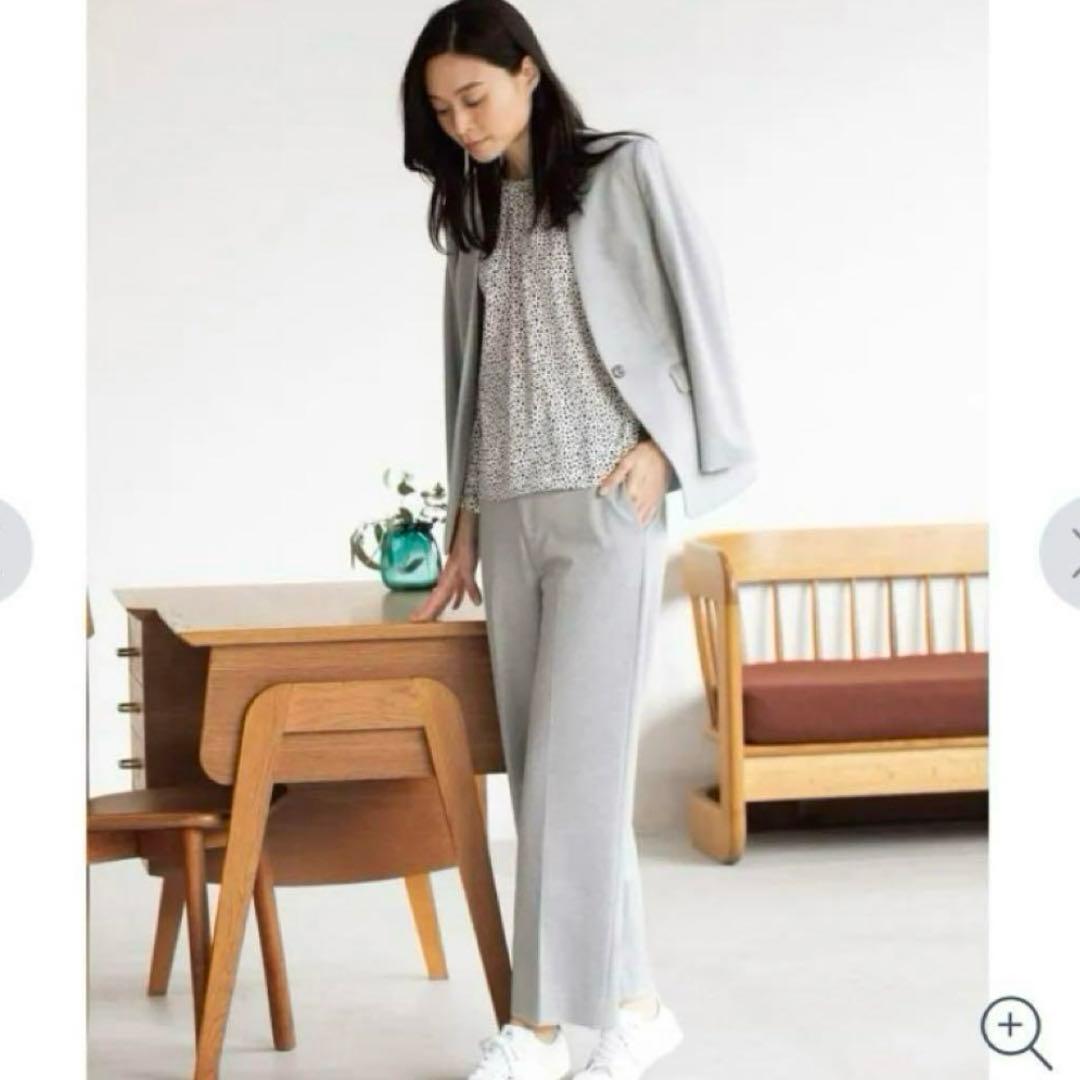 【未使用タグ付☆】AOKI 島田順子 ノーカラー　ワイドパンツ セットアップ　L