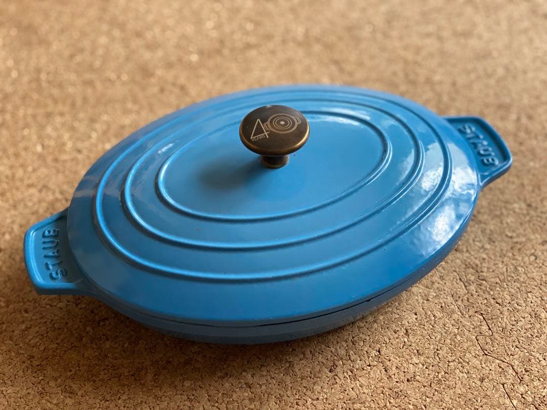 STAUB オーバルホットプレート　サックスブルー　40周年　限定ノブ