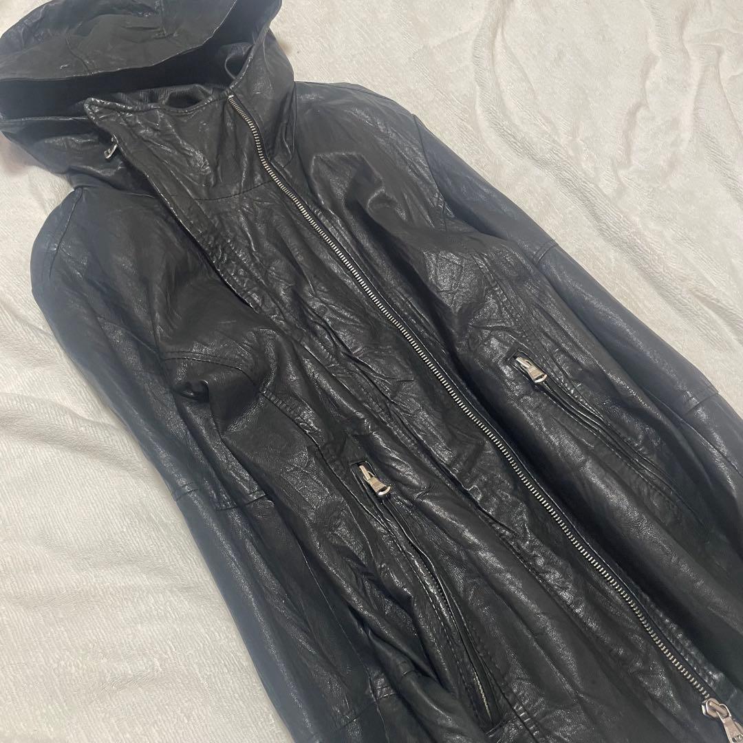 00s ハイネック 変形 レザージャケット フード Ekam 風 アーカイブ