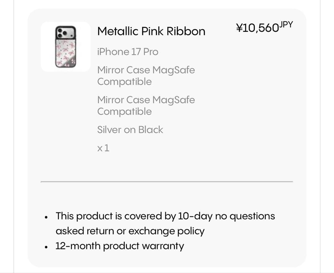 CASSETIFY iPhone 17 Pro ケース メタリックピンクリボン