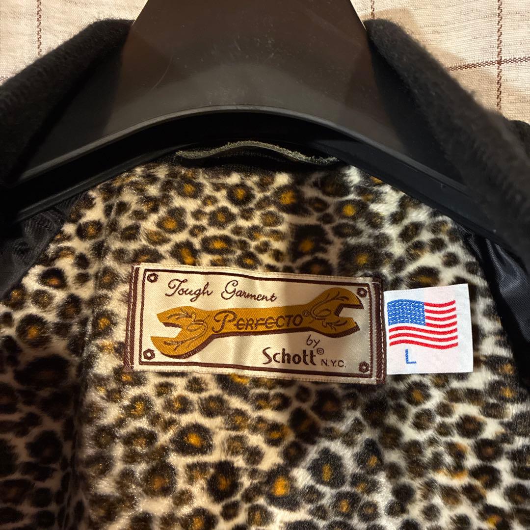 Schott Perfecto バックドロップレオパードジャケット Lバイカー
