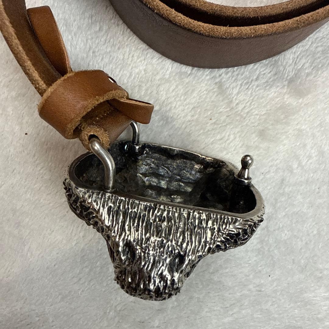 GUCCIグッチ　タイガーヘッドバックル　レザーベルト　ウエスト約75〜85cm