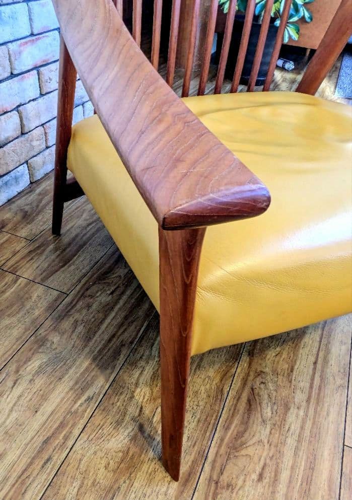 BC工房　だんらん工芸椅子　アームチェア　チーク無垢　アール　合皮