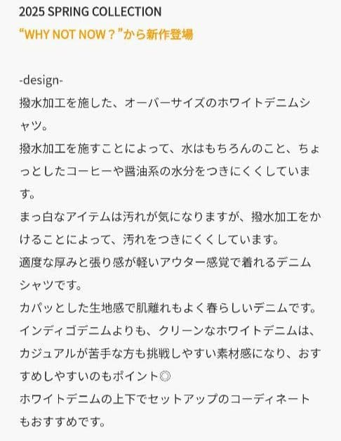 最終価格【新品】カオス☆2025 WHY NOT NOW プルーフデニムシャツ