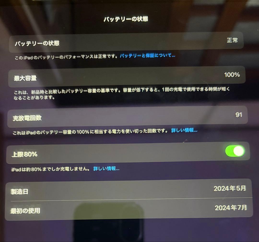 【充電91回/100%】iPad Air M2 13インチ256GB Wifi