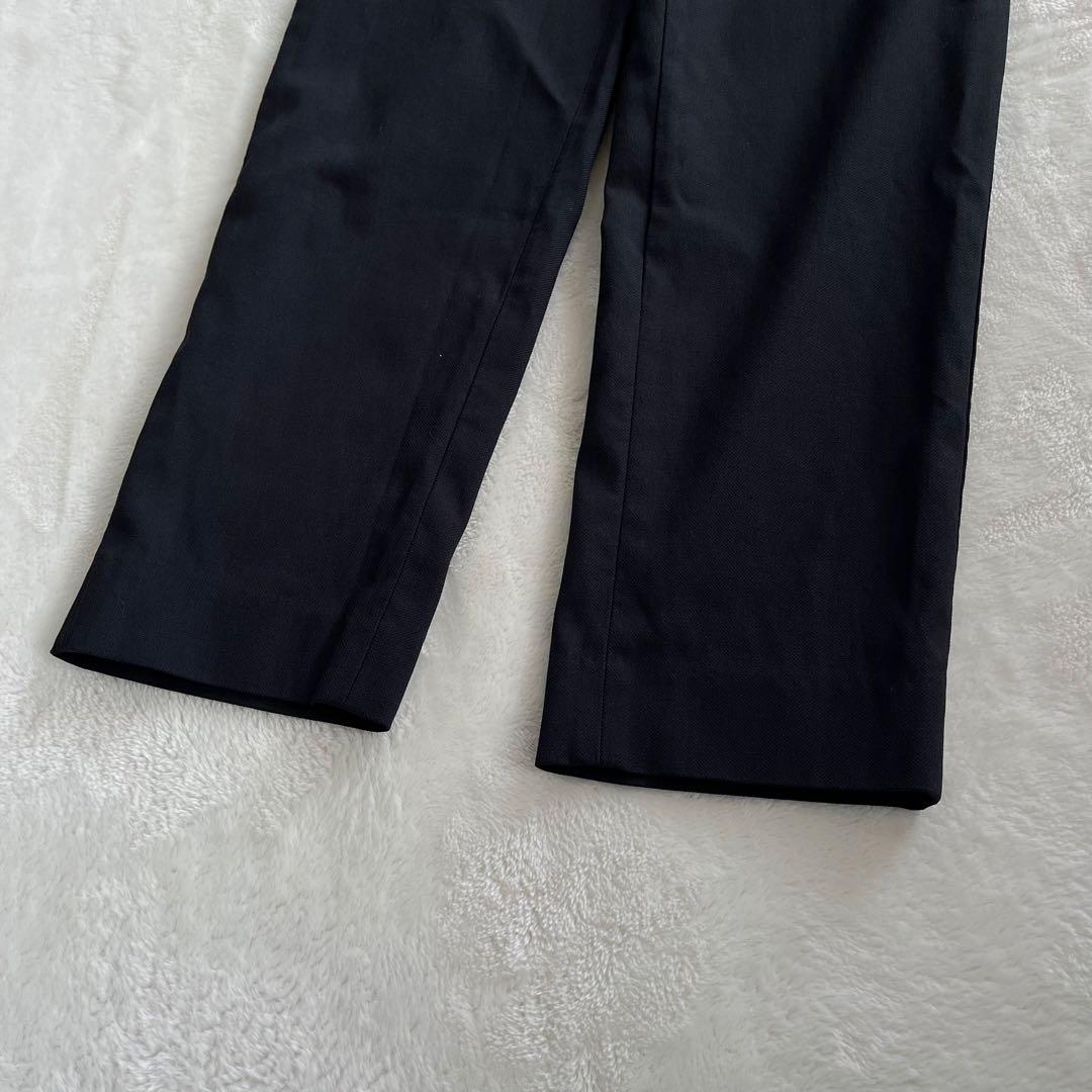プラステ スーツ XS XXSノーカラー パンツ セットアップ ネイビー 麻混