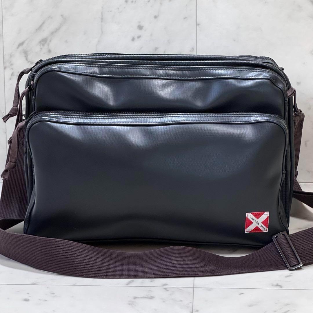 【良品】ラゲッジレーベル ライナー ショルダーバッグ ブラック 赤バッテン