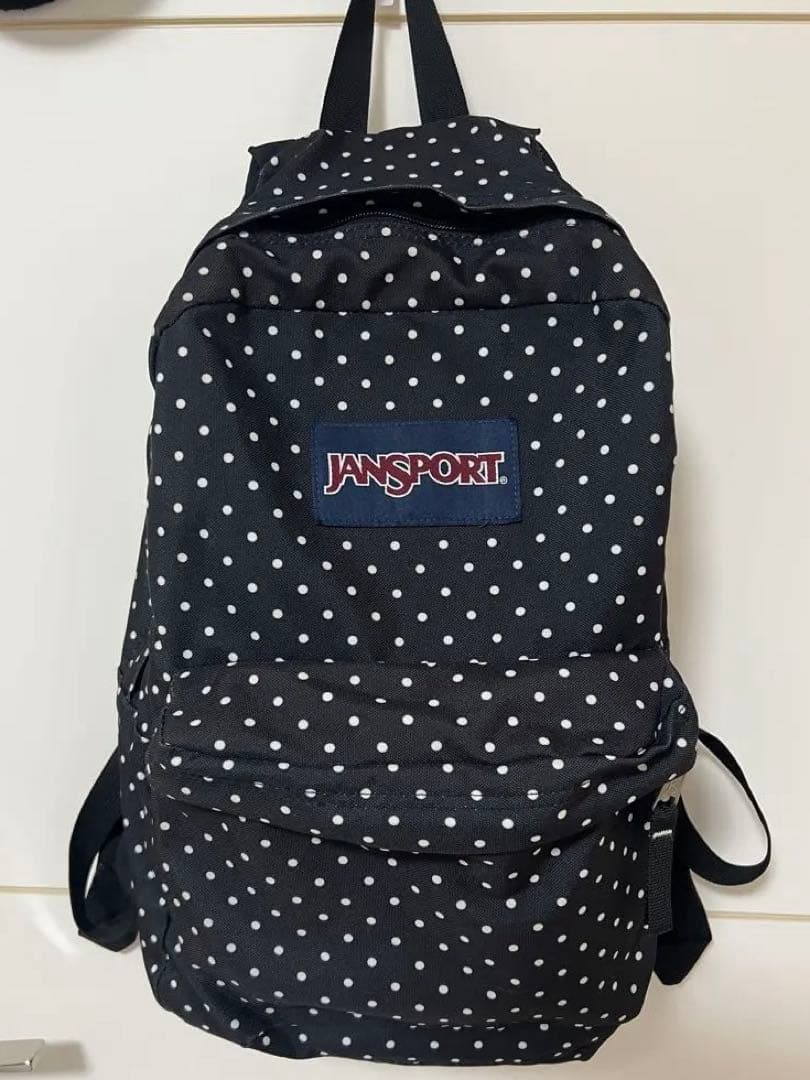 週末値下げ【レア】JANSPORT（ジャンスポーツ）／リュックサック　黒×ドット