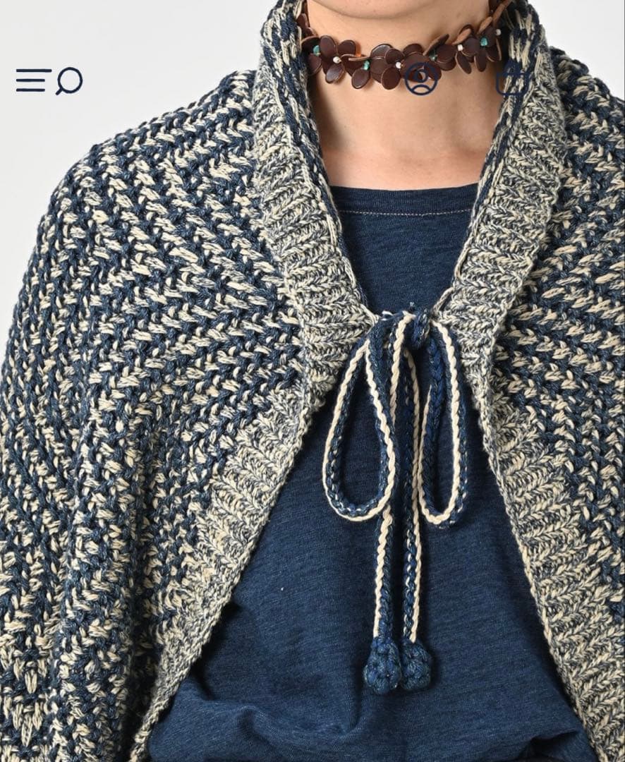 45R ハンドニットのボレロ（インディゴ）