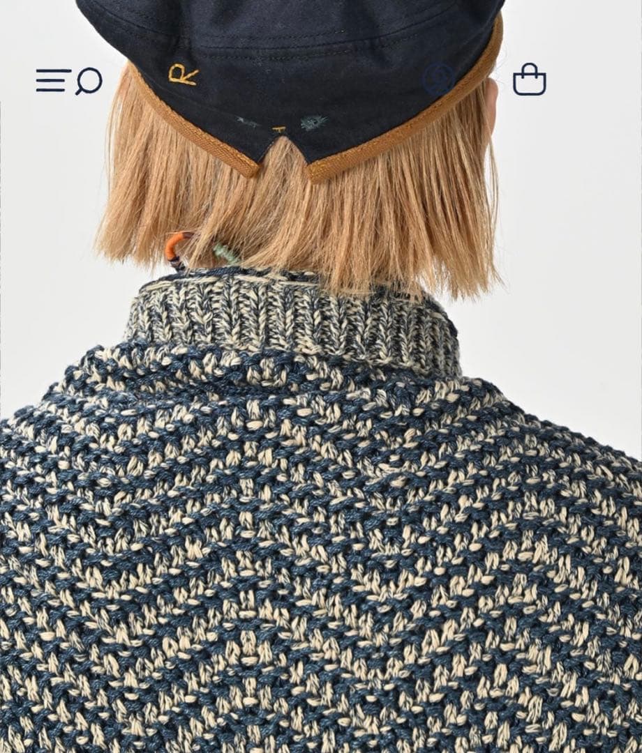 45R ハンドニットのボレロ（インディゴ）