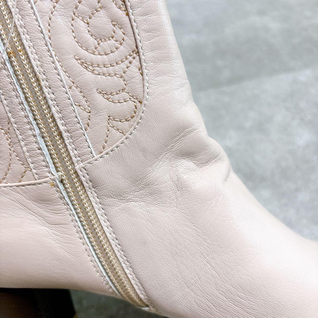 グラツィア ロングブーツ レザー 23cm イタリア製 サイドジップ ピンク