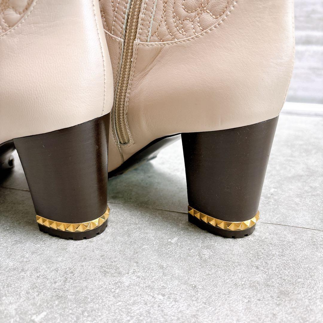 グラツィア ロングブーツ レザー 23cm イタリア製 サイドジップ ピンク