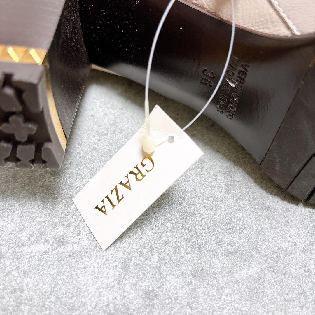 グラツィア ロングブーツ レザー 23cm イタリア製 サイドジップ ピンク