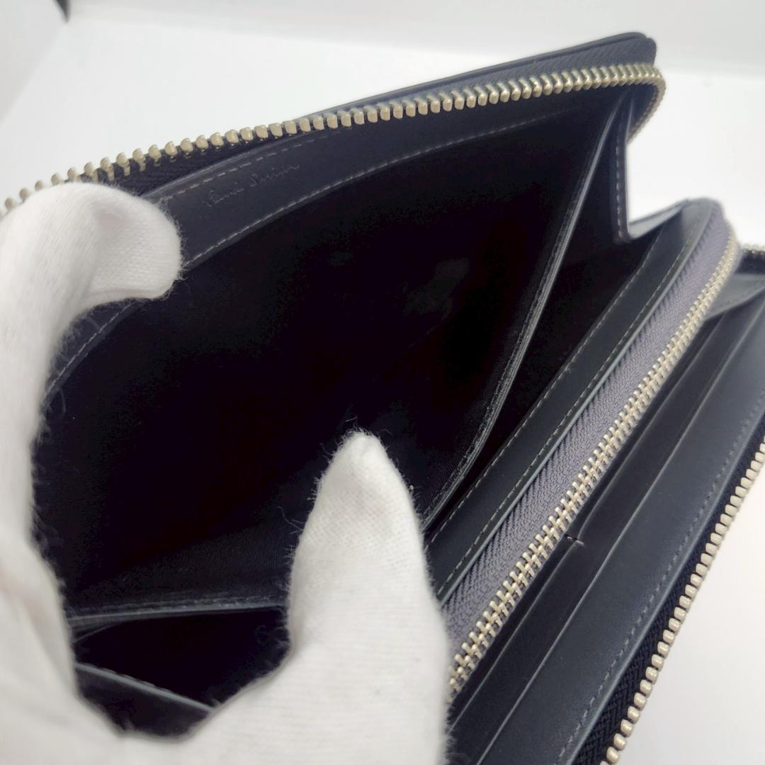 極美品 ポールスミス Paul Smith メンズ 長財布 黒 ラウンドジップ
