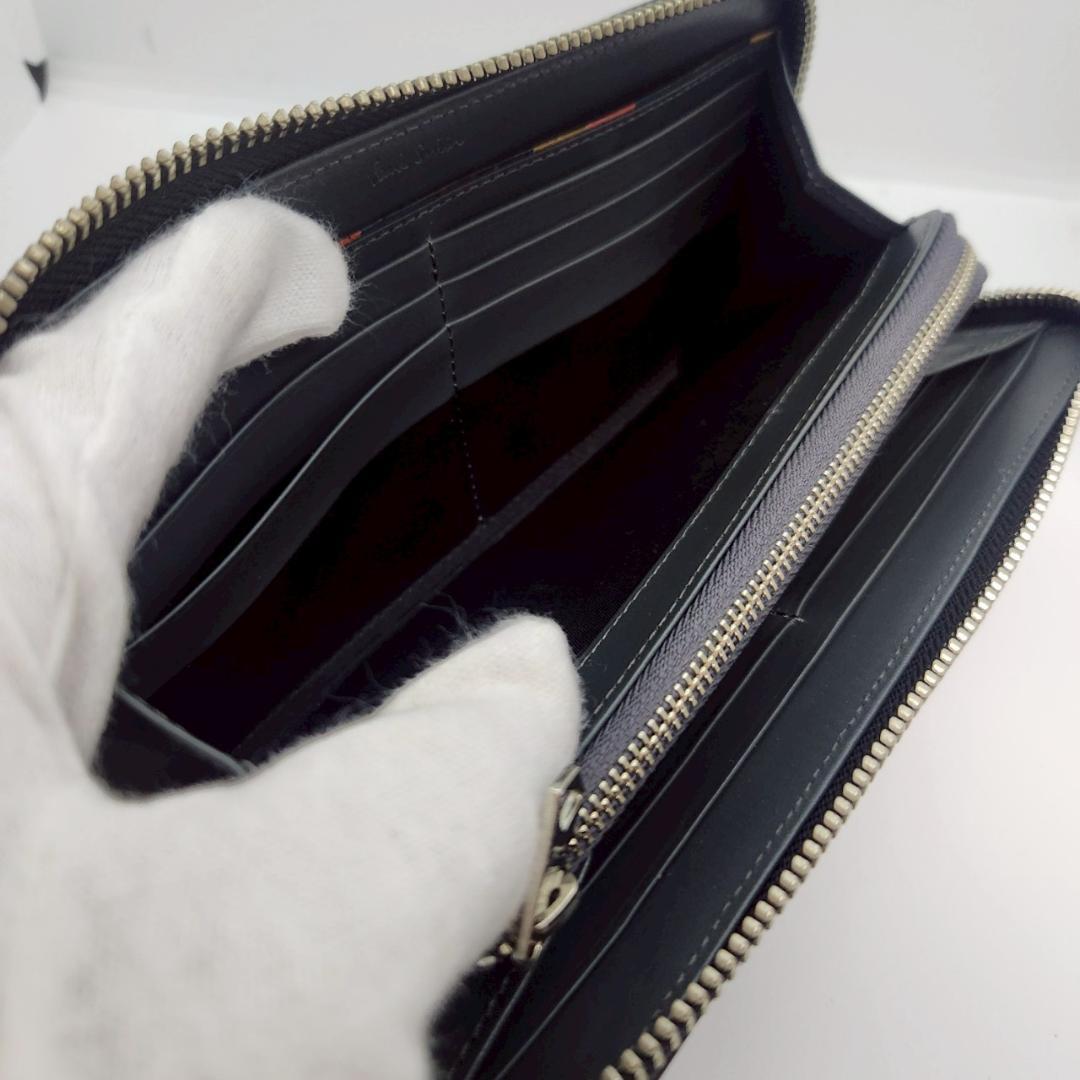 極美品 ポールスミス Paul Smith メンズ 長財布 黒 ラウンドジップ