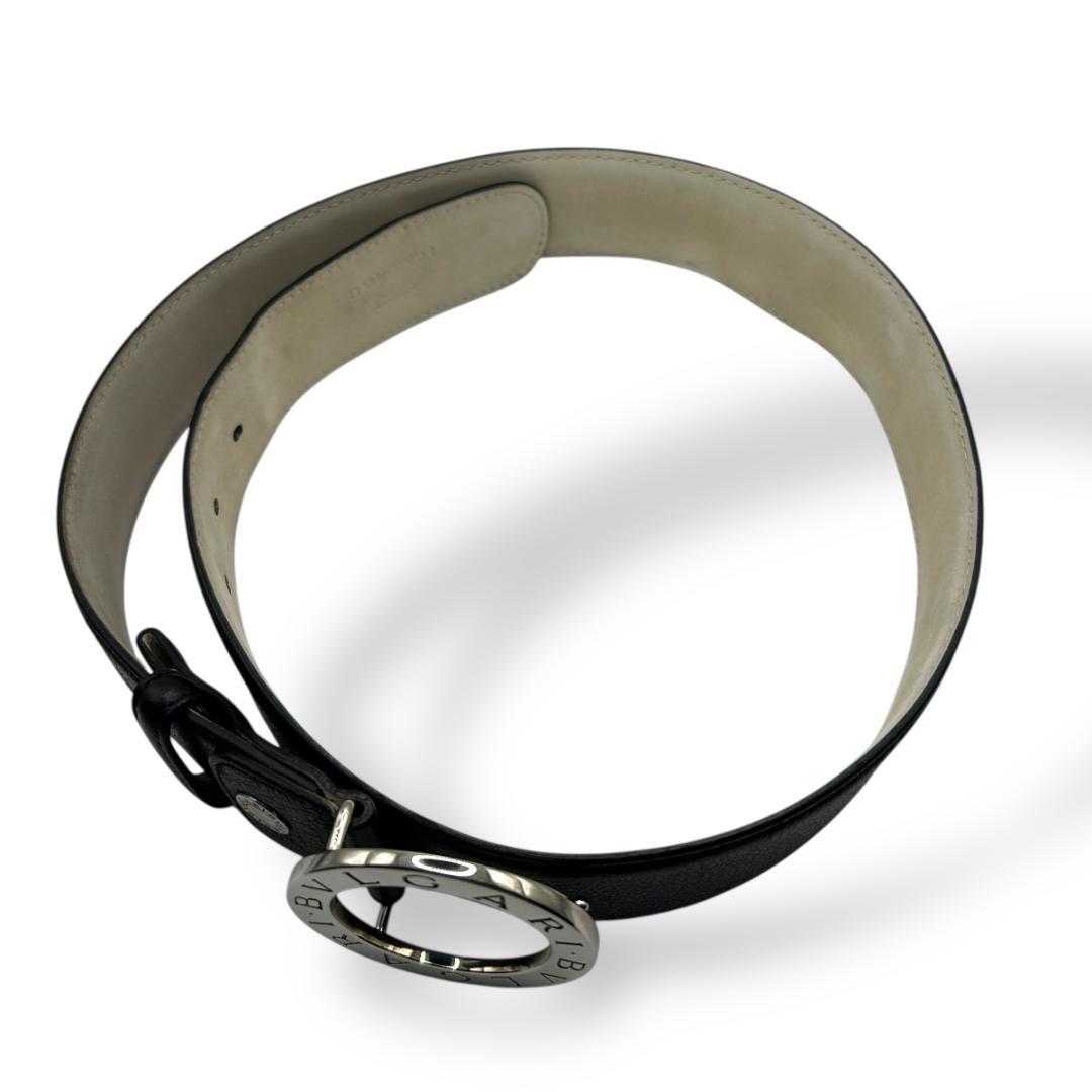 美品✨ BVLGARI ブルガリ ベルト ラウンドロゴバックル グレインレザー