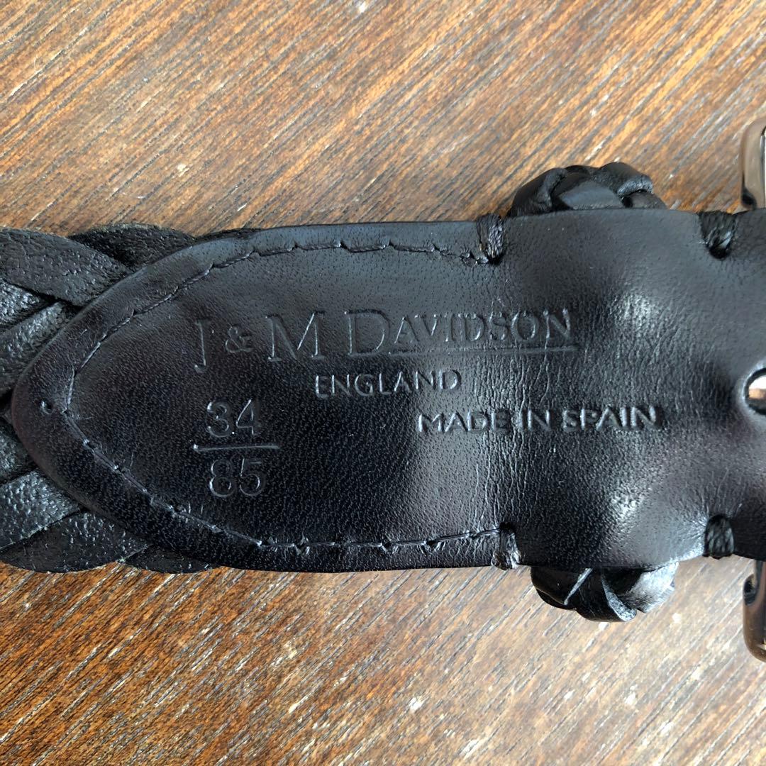 J&M DAVIDSON ブラックレザーベルト 3.5/34/85