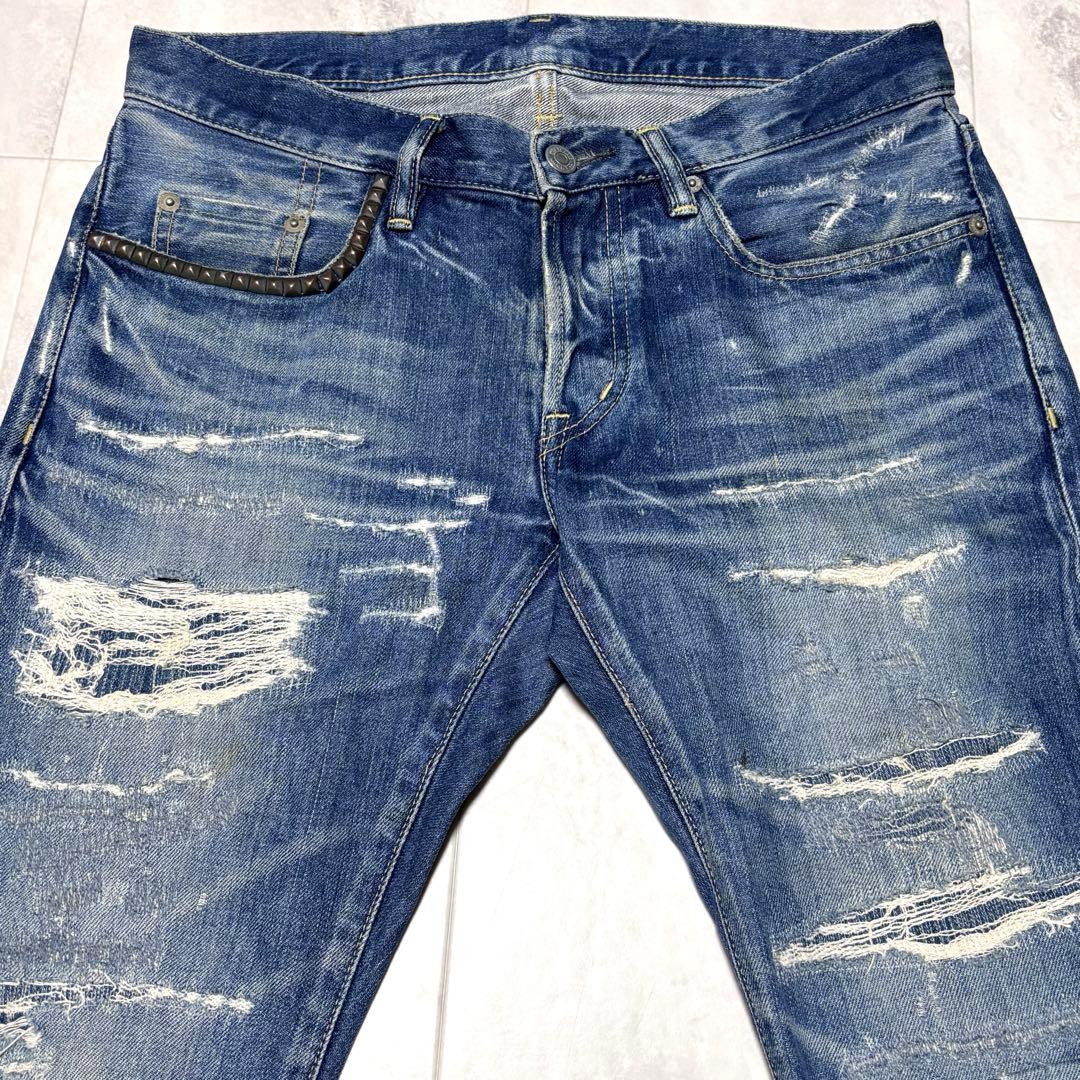 【超希少】ヒステリックグラマー ダメージ加工 スタッズデニムパンツ 30 日本製