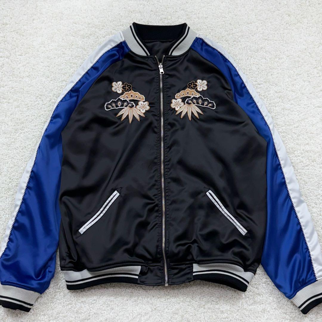 【希少 XXL】抜刀娘 絡繰魂 スカジャン リバーシブル 立体刺繍 和柄