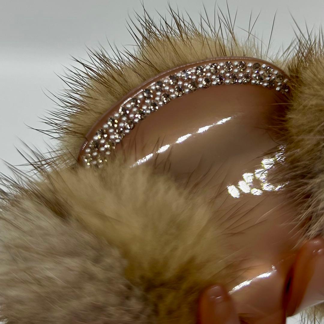 acca ピンクブラウン　ミンクファークリップ