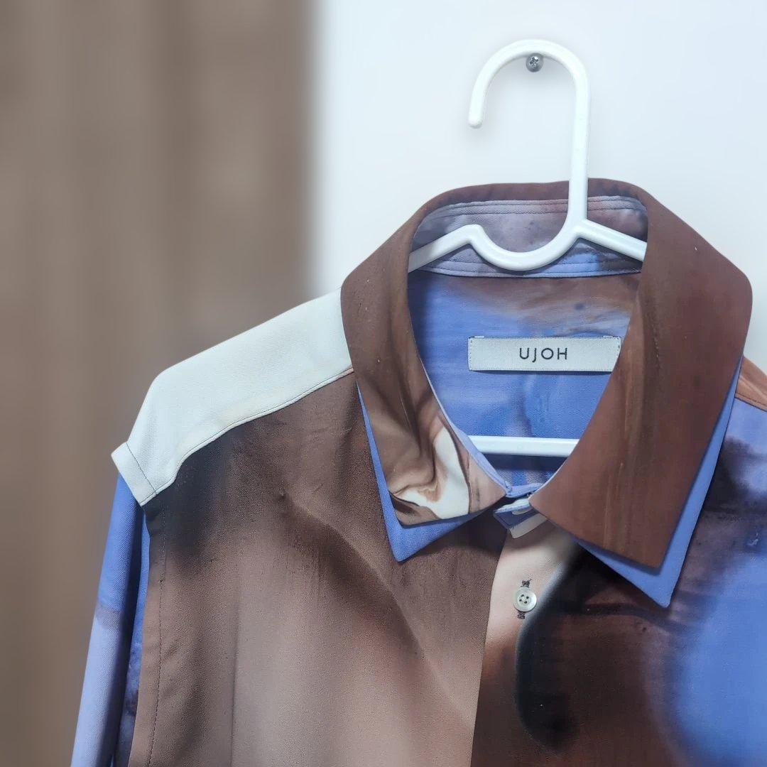 UJOHウジョー マーブルアートプリント長袖シャツ　ユニセックス　4サイズ