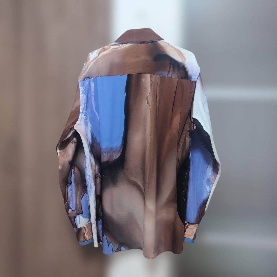 UJOHウジョー マーブルアートプリント長袖シャツ　ユニセックス　4サイズ