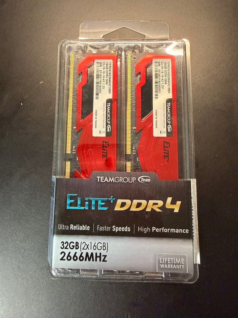 TEAM ELITE DDR4 2666Mhz 32GBメモリ